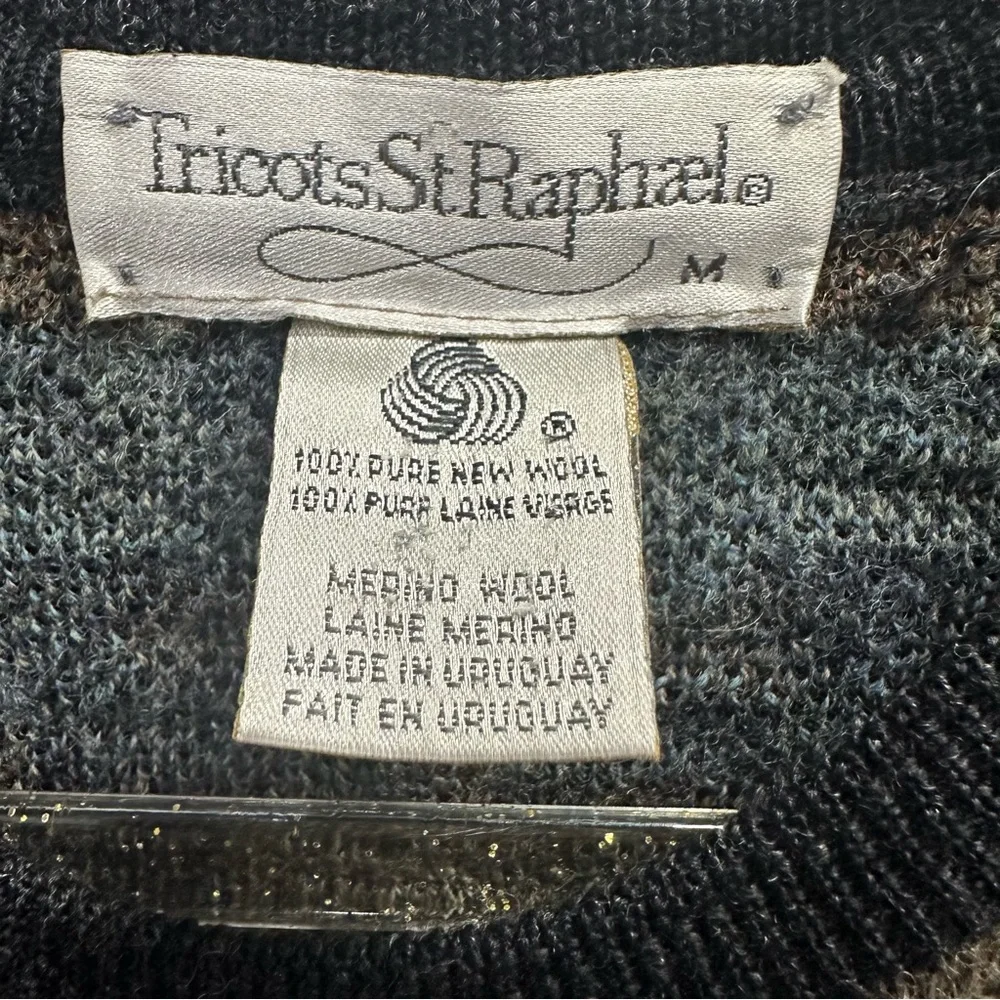 Tricots St Raphael Men's Wool Blend Multicolor Crewneck Pullover Sweater